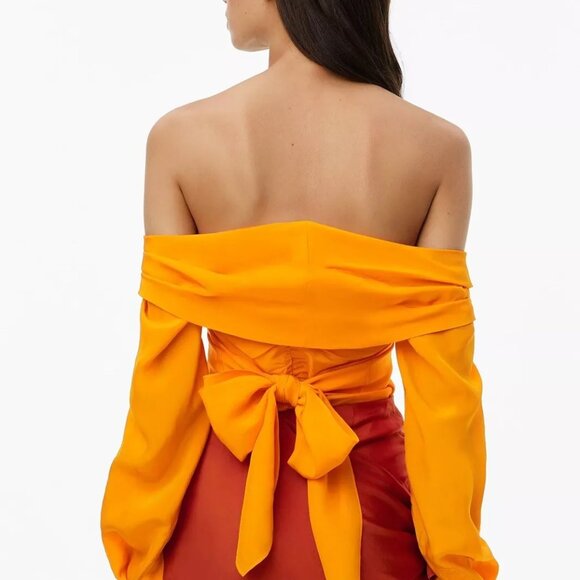 NWT Zara LIMITED EDITION Crop Off-the-Shoulder Tie Detail Wrap Top SM Orange - Picture 7 of 10